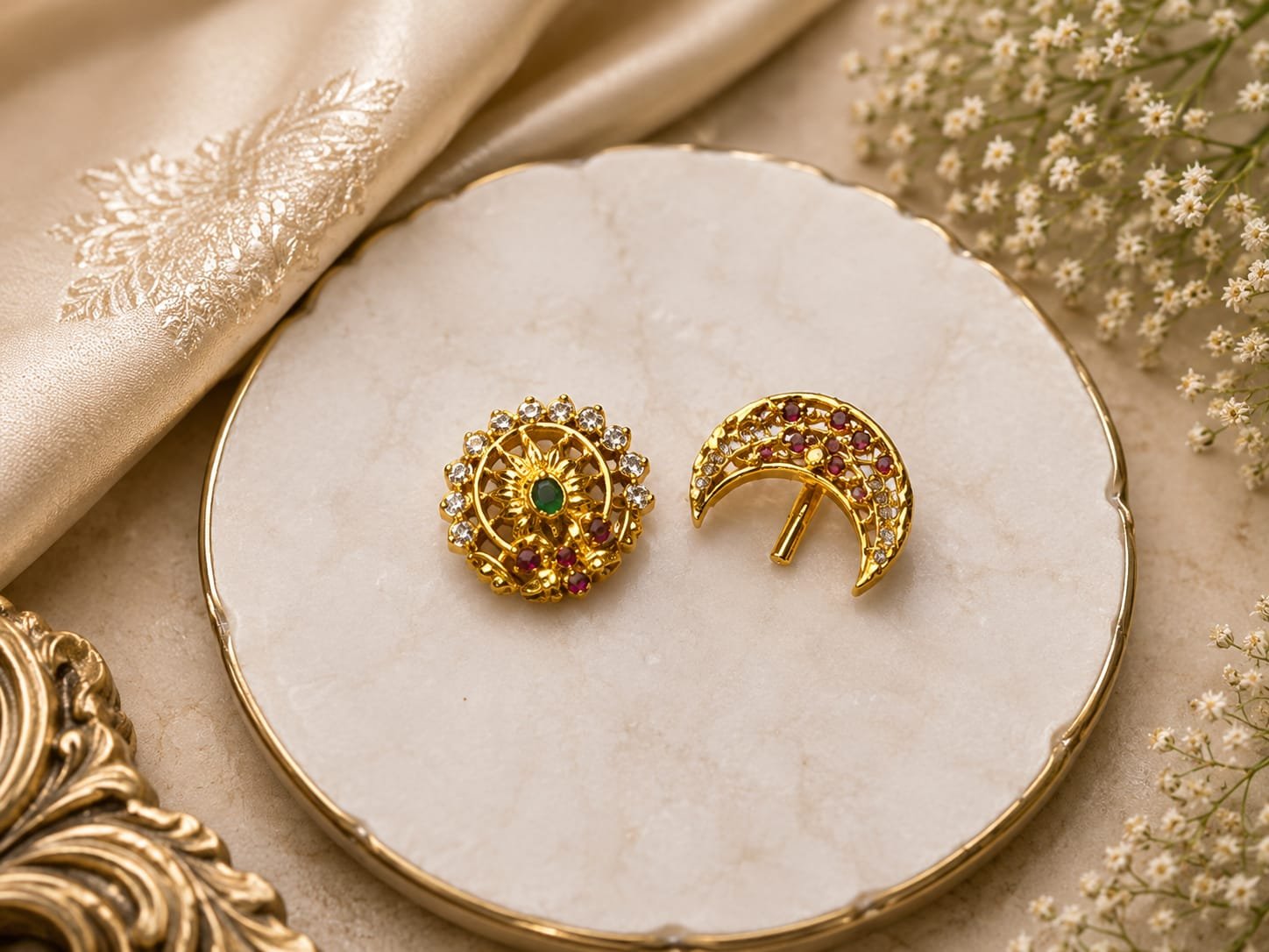 Sun and Moon Hair Brooch