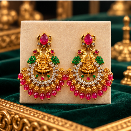 Temple Design 1 Gram Gold-Plated Imitation Jhumka Earrings