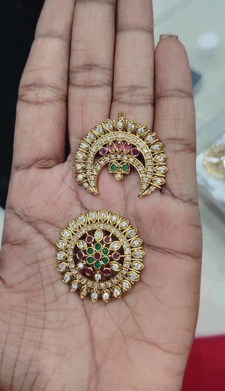 Traditional 1 Gram Gold-Plated Stone Pendant Set